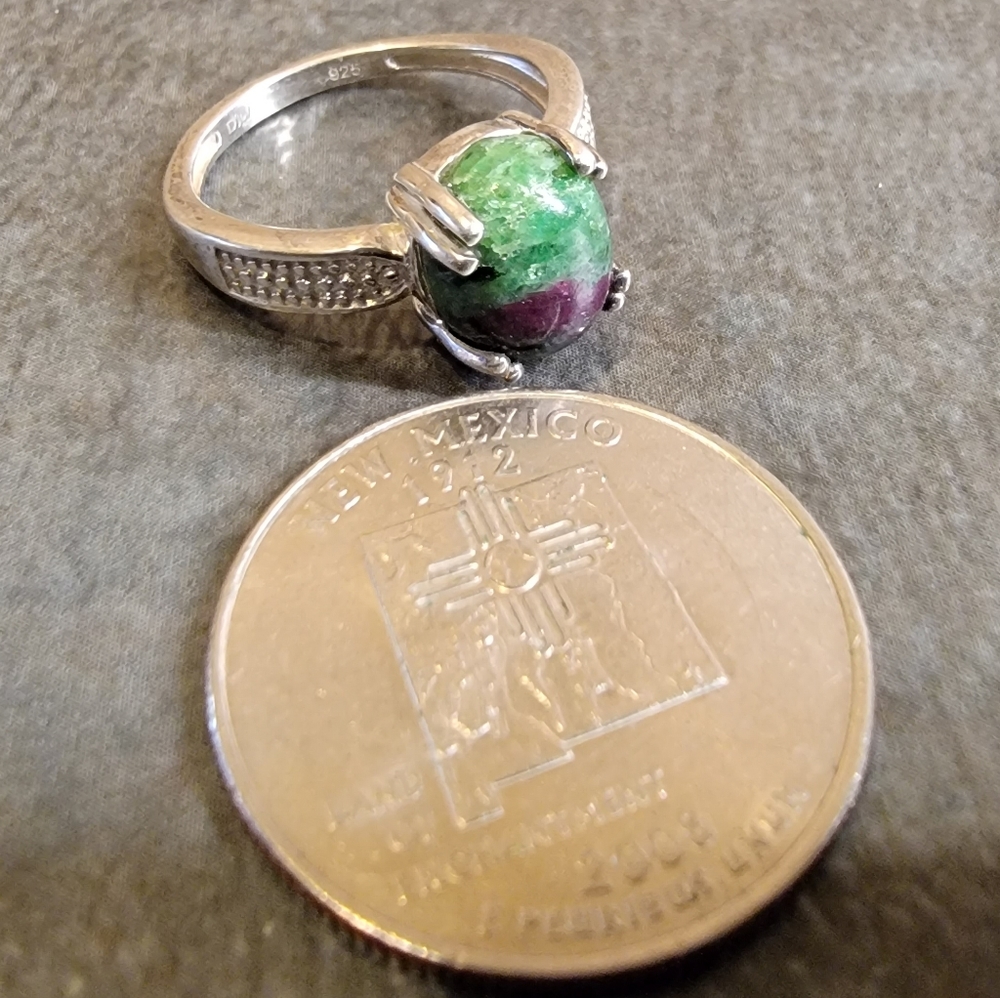 Native Ruby Fuchsite Gemstone Ring 7 Sterling Sil… - image 3